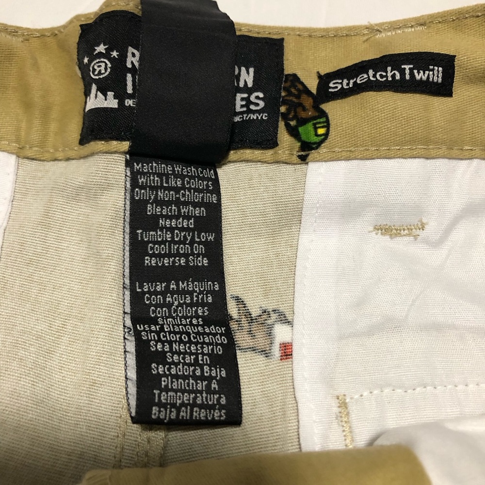MENS RAW YARN INDUSTRIES NEW W.T. BearStretch Twill Khaki Shorts/ Belt Size 30 - Picture 11 of 12